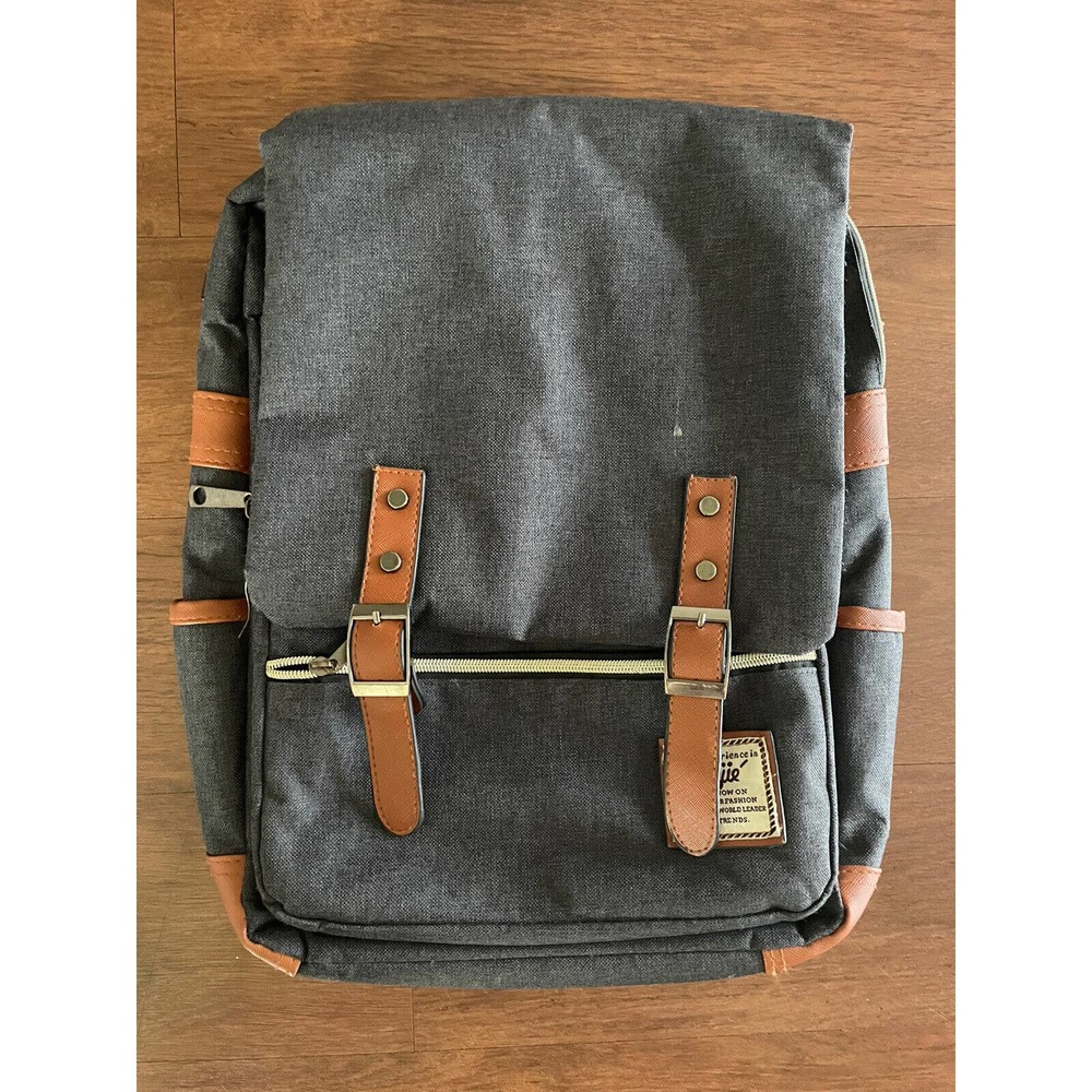 Wenjie Blue Canvas Laptop Rucksack Backpack